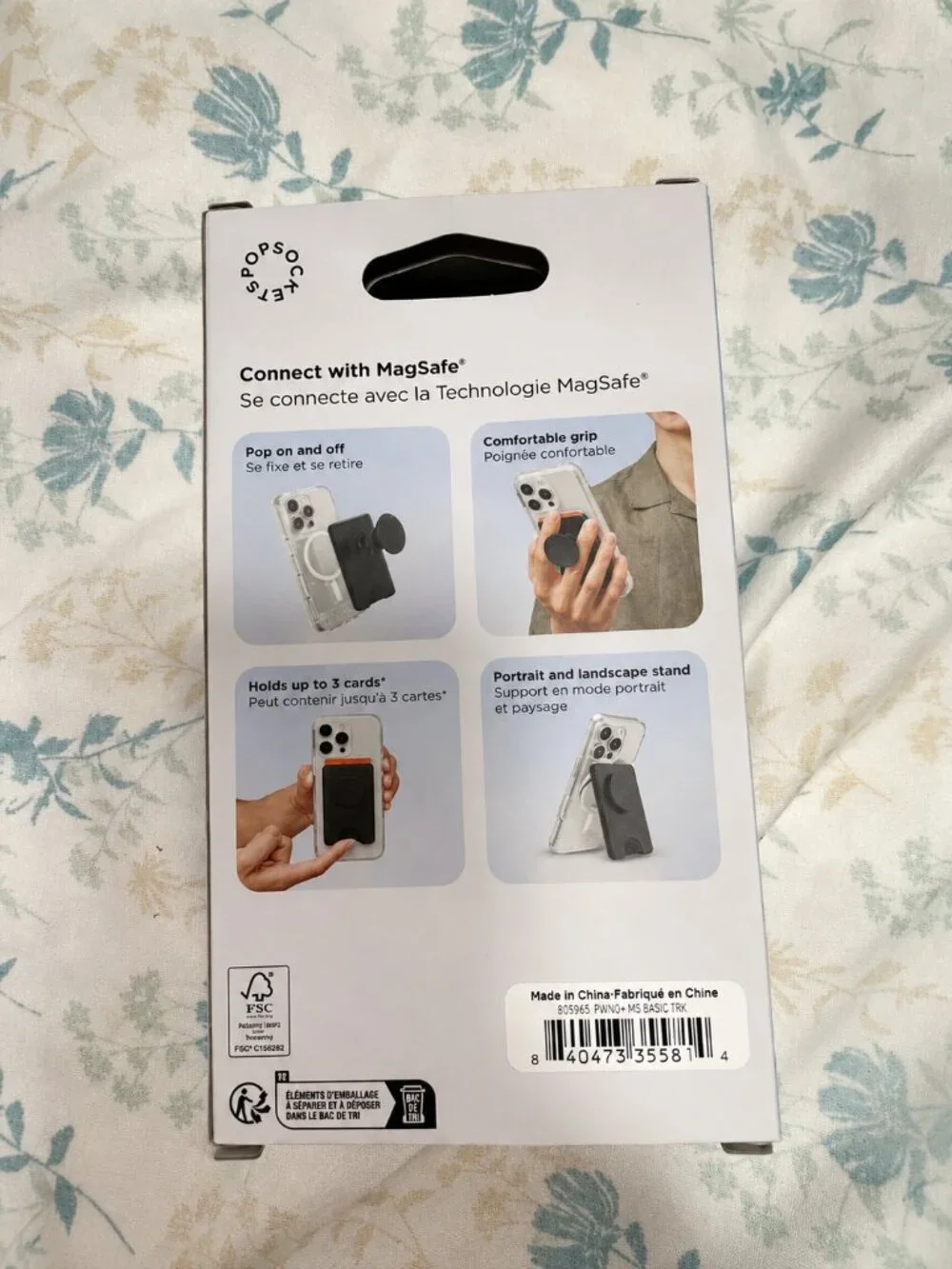 PopSockets MagSafe Kick-Out PopWallet+ Stand Black Wallet Grip Holds 3 Cards NIB